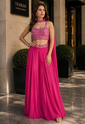 hot pink indo western dress Pink Indo Western Dress 2019 Razia Hot Pink Indo- Western Womens Party Maxi Dress With Embroidery