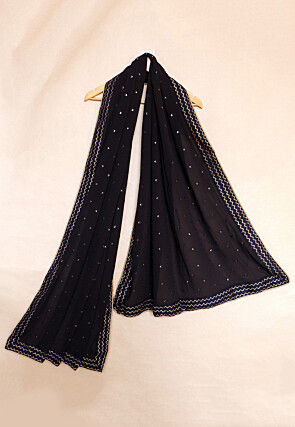 Embroidered Georgette Dupatta in Black