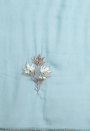 Embroidered Chiffon Dupatta in Light Teal Blue