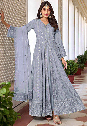 Blue georgette salwar suit cheap
