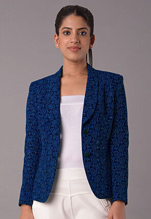 Embroidered Georgette Jacket in Blue