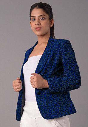 Embroidered Georgette Jacket in Blue