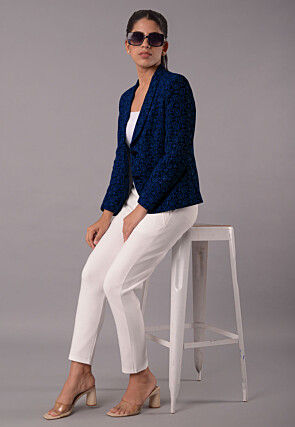 Embroidered Georgette Jacket in Blue