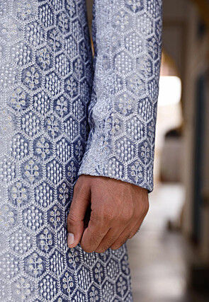 Embroidered Velvet Jacket in Grey