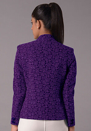 Embroidered Georgette Jacket in Purple