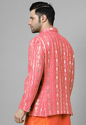 Embroidered Georgette Jodhpuri Jacket in Pink
