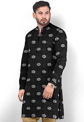Embroidered Georgette Kurta in Black