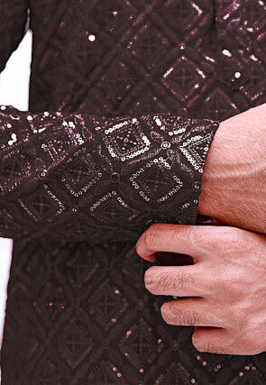 Embroidered Georgette Kurta in Brown