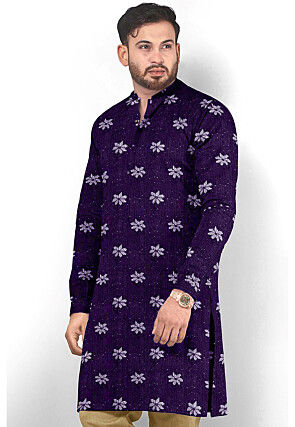 Embroidered Georgette Kurta in Dark Purple