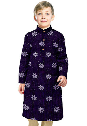 Embroidered Georgette Kurta in Dark Purple