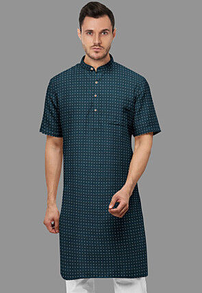 Embroidered Georgette Kurta in Indigo Blue