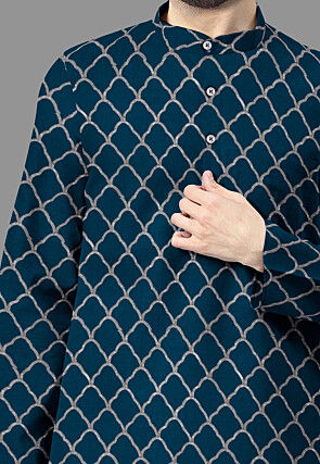 Embroidered Georgette Kurta in Indigo Blue