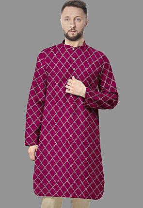 Embroidered Georgette Kurta in Magenta