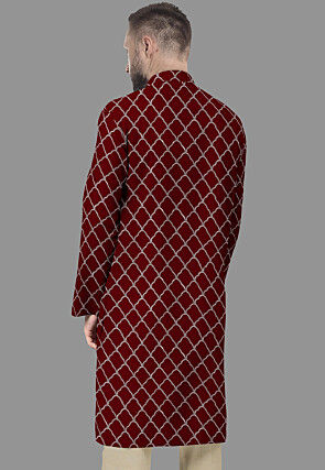 Embroidered Georgette Kurta in Maroon