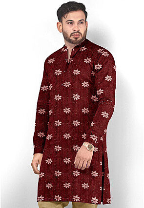 Embroidered Georgette Kurta in Maroon