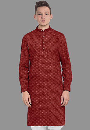 Embroidered Georgette Kurta in Maroon