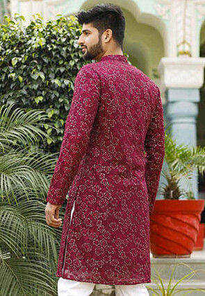 Embroidered Georgette Kurta in Maroon