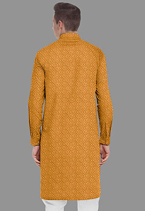Embroidered Georgette Kurta in Mustard