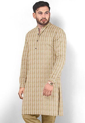 Embroidered Georgette Kurta in Off White