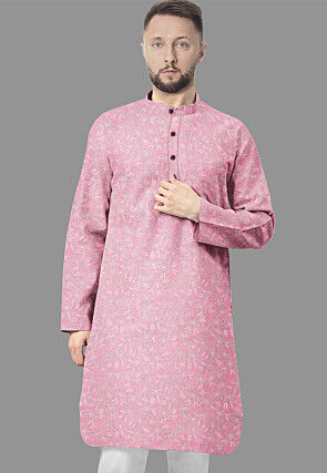 Embroidered Georgette Kurta in Pink