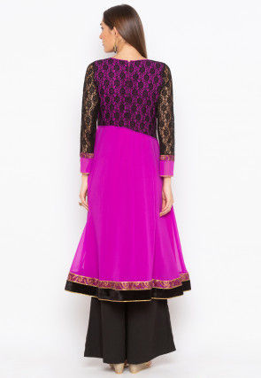 Embroidered Georgette Kurta in Purple
