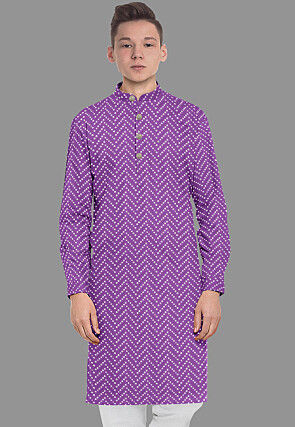 Embroidered Georgette Kurta in Purple