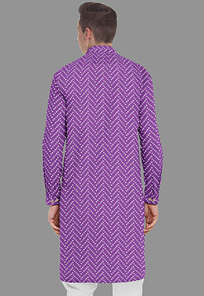 Embroidered Georgette Kurta in Purple