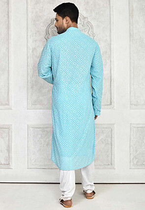 Embroidered Georgette Kurta in Sky Blue