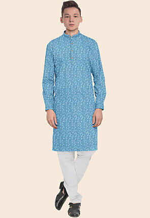 Embroidered Georgette Kurta in Sky Blue