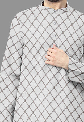 Embroidered Georgette Kurta in White