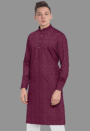 Embroidered Georgette Kurta in Wine
