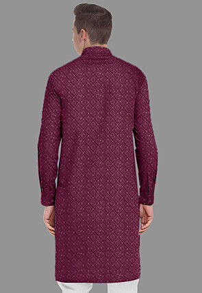 Embroidered Georgette Kurta in Wine