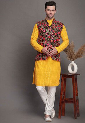 Buy SG Yuvraj Kids Black & Yellow Full Sleeves Kurta Set for Boys Clothing  Online @ Tata CLiQ