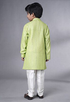 Embroidered Georgette Kurta Set in Light Green