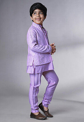 Embroidered Georgette Kurta Set in Light Purple