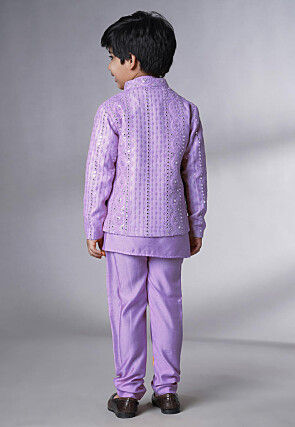 Embroidered Georgette Kurta Set in Light Purple