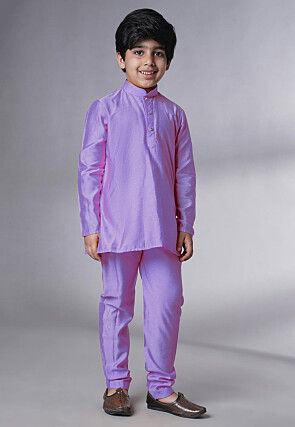 Embroidered Georgette Kurta Set in Light Purple