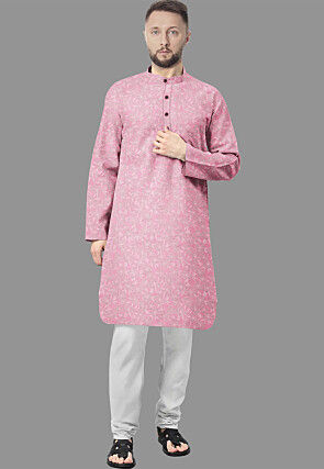 Embroidered Georgette Kurta Set in Pink