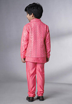 Embroidered Georgette Kurta Set in Pink