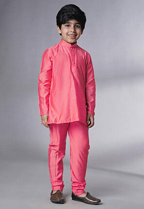 Embroidered Georgette Kurta Set in Pink