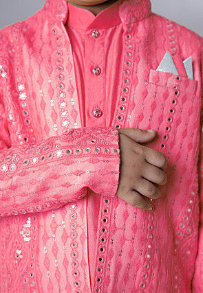 Embroidered Georgette Kurta Set in Pink