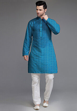 Embroidered Georgette Kurta Set in Blue