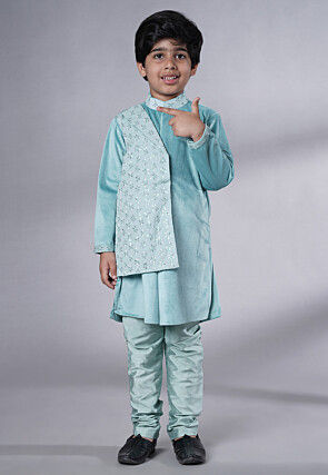 Embroidered Georgette Kurta Set in Sky Blue