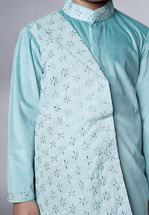 Embroidered Georgette Kurta Set in Sky Blue