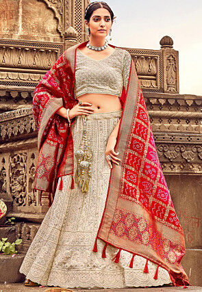 Festive, Party Wear Beige and Brown color Dolla Silk fabric Lehenga :  1898642