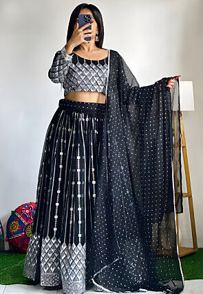 Black Georgette Lehenga Cholis Buy Indian Lehenga Outfits Online Utsav Fashion