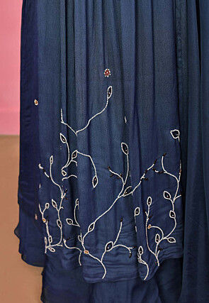 Embroidered Georgette Lehenga in Blue