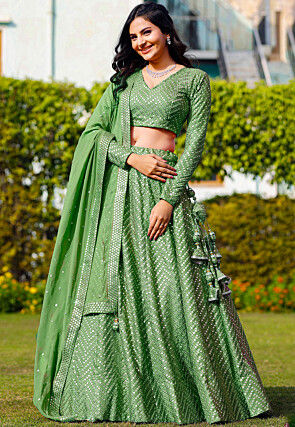 Wedding Pista Green Embroidery Net Lehenga Choli – tapee.in