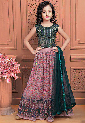 Embroidered Georgette Lehenga in Light Pink