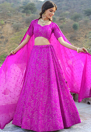 Embroidered Georgette Lehenga in Light Purple
